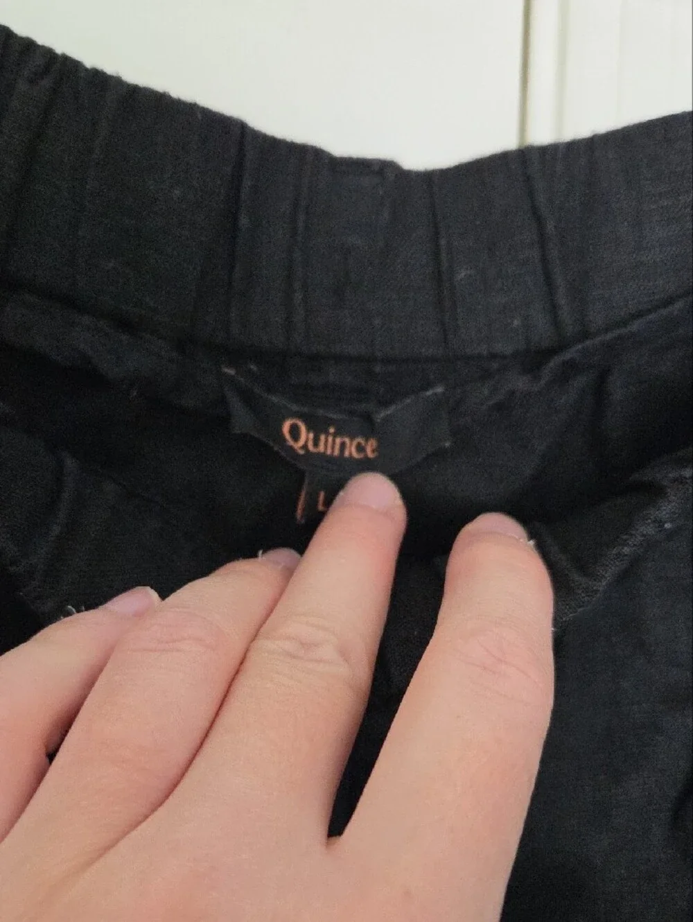 Quince Womans Linen Black Casual Elastic Waist Pants Large